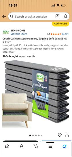2 - Couch Cushion Support Board, Sagging Sofa Seat 58-67" × 19.7" Heavy duty 0.5" thick solid wood boards, supports under couch cushions. Firm anti-sl