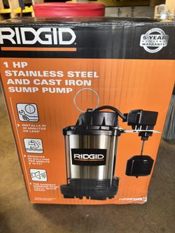 Rigid 1 hp Sump Pump New Never Been Opened
