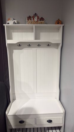 White Coat Rack Storage 