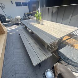 Eucalyptus Outdoor Dining Table & 2 X Benches