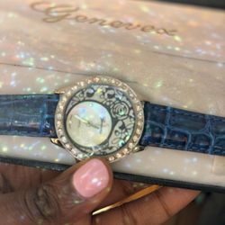 Blue Sparkly Geneve Watch 