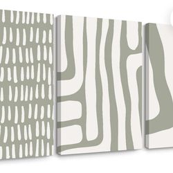 Youillne Abstract Sage Green Canvas Wall Art Set