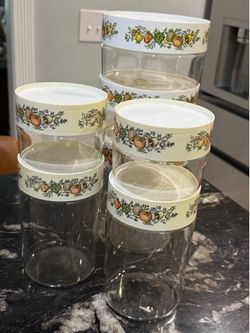 Set of 7 PYREX Spice of Life Stackable Canisters,