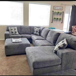 Ballinasloe Slate Oversized Cozy U Shape Sectional Couch 💥 Brand New 👍 Showroom Available 👈