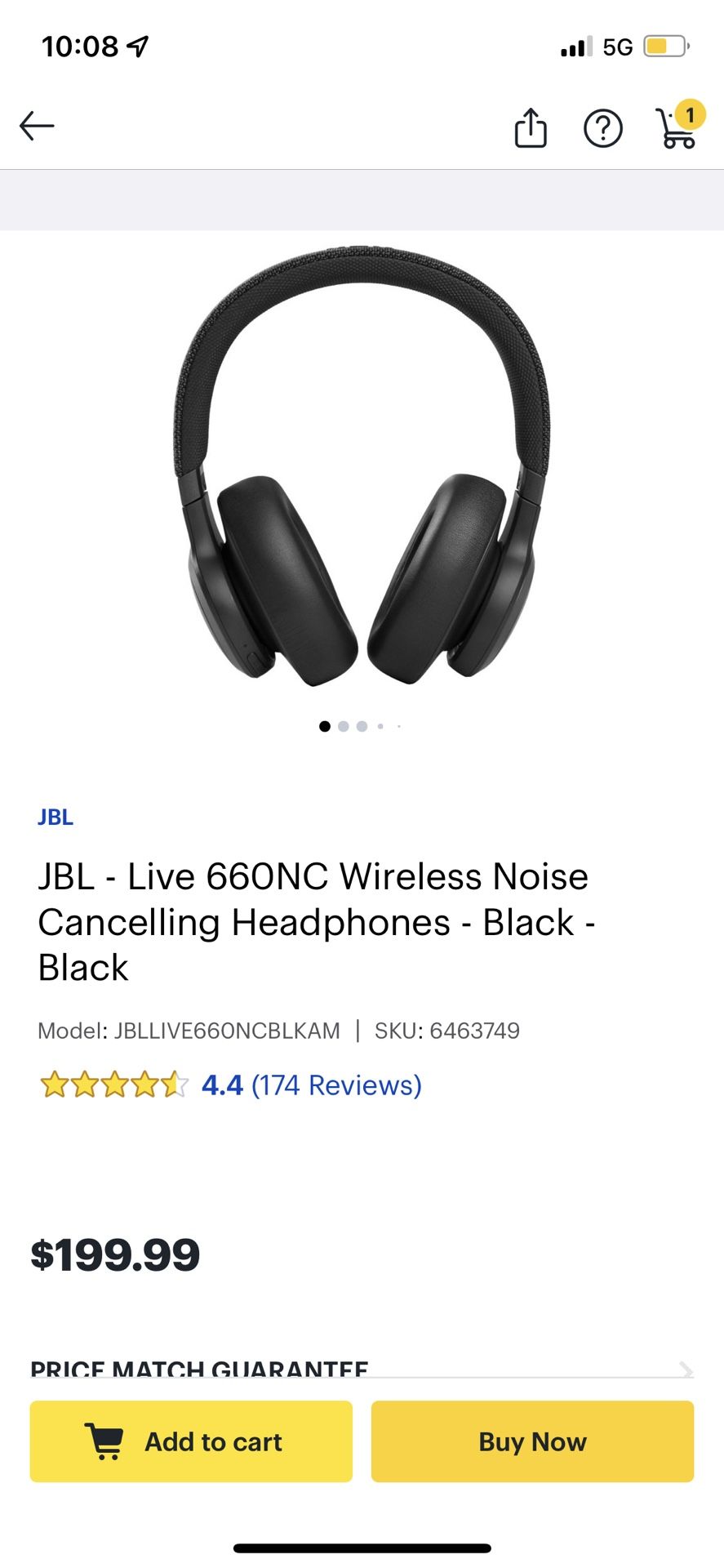 JBL Live 660NC Wireless Cancelling Headphones