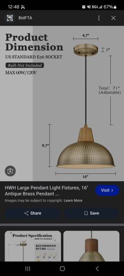 Brass Barn Style Drop Light