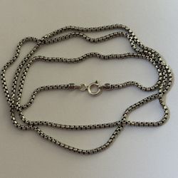 925 Silver 21.75” 2mm necklace box chain unisex 21.75 inches