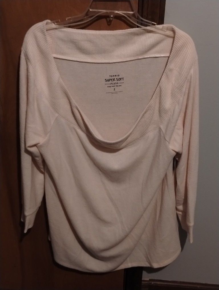 Torrid Nwt Plush Off Shoulder Sweater Blush Color 2x