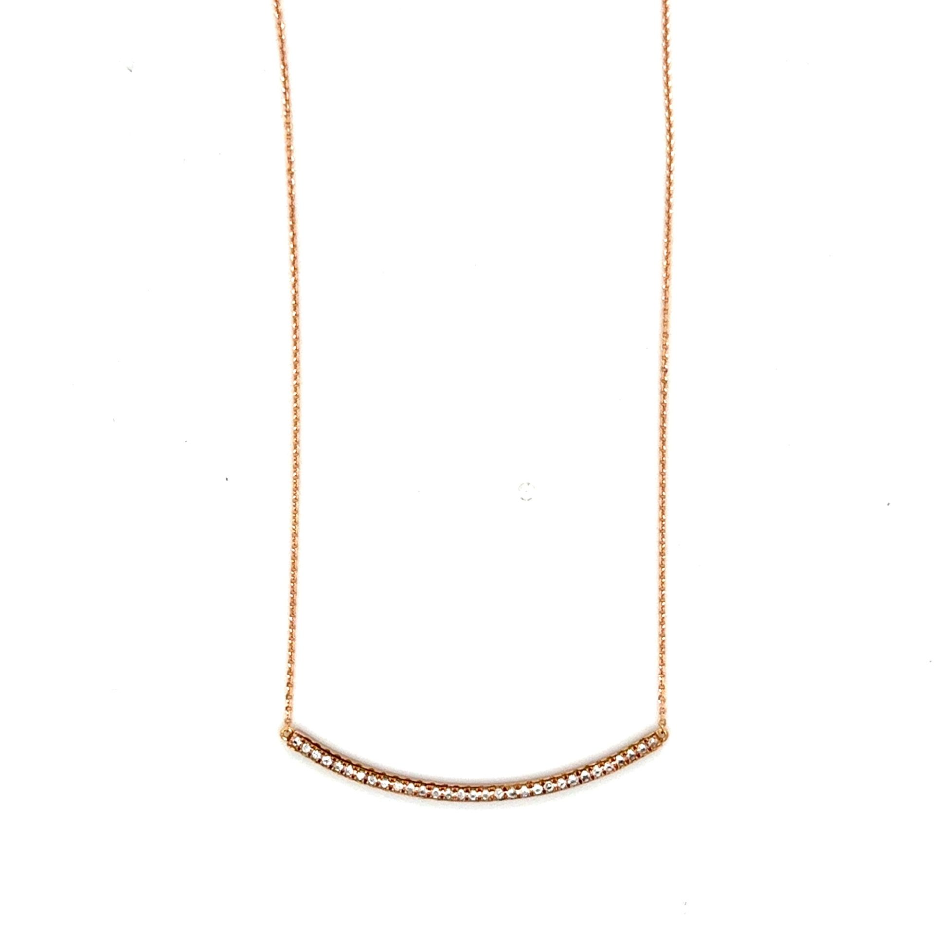 18k/14k Rose Gold Curve Diamond Bar Necklace
