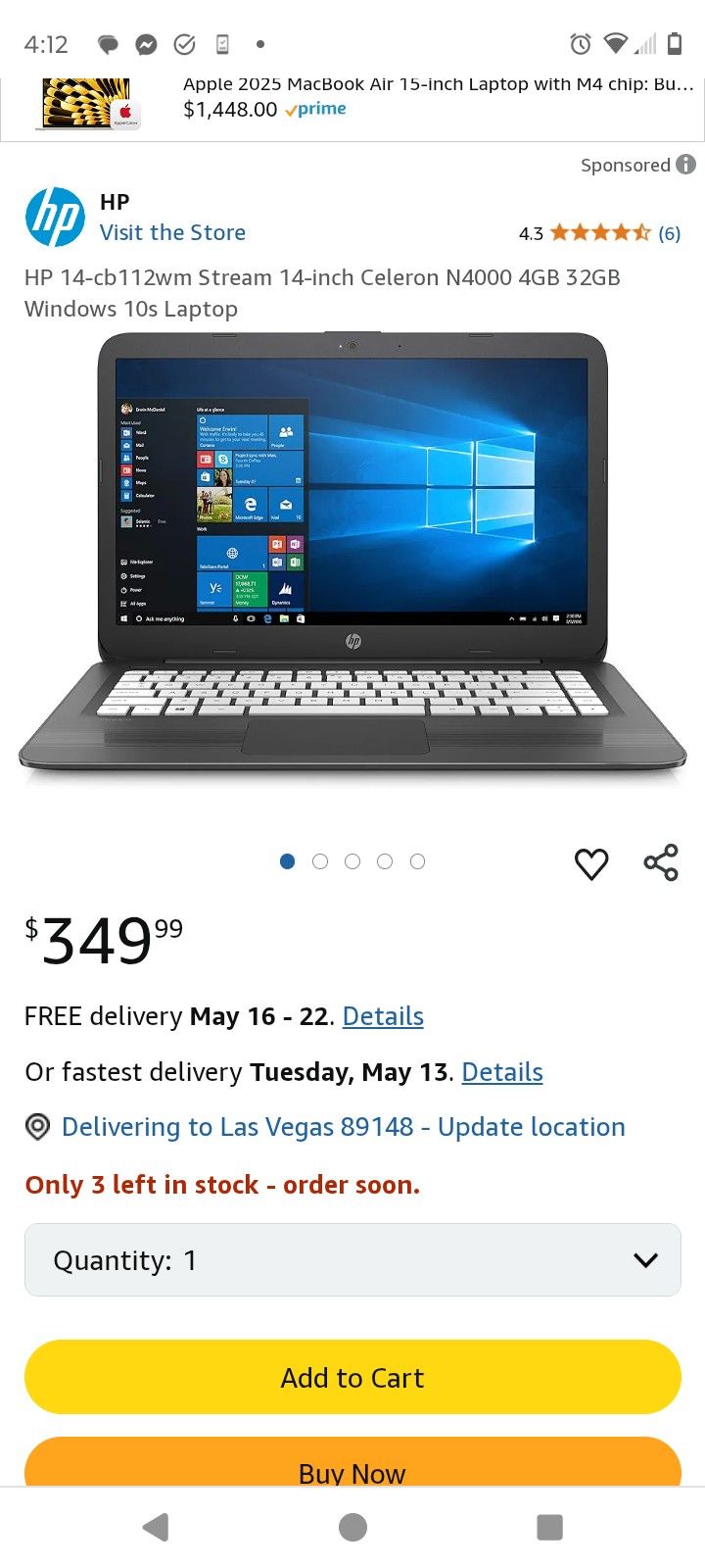 HP Stream 14 Cb112wm
