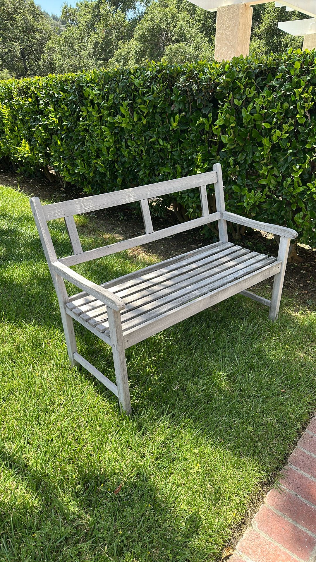 Teak Wooden Outdoor Patio Bench Rustic Farmhouse Coastal