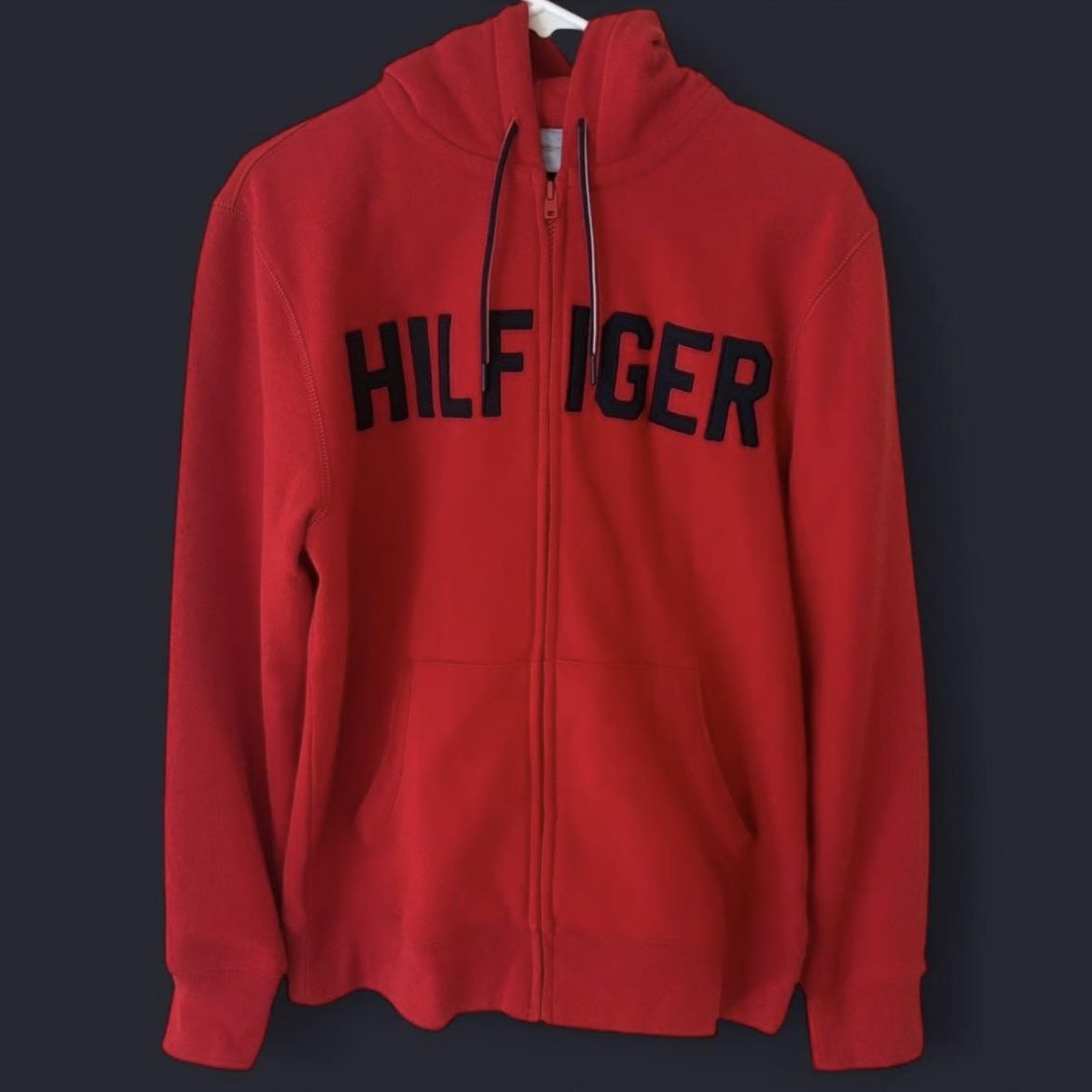 Tommy Hilfiger Red Full Zip Hoodie Sweatshirt Jacket Coat