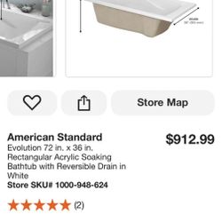 Bathtub With Reversible Drain In White 