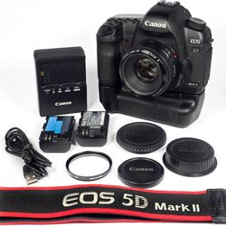 Canon 5D Mark II 21.1mp Digital DSLR Camera w/ Canon 50mm Lens & Canon Battery Grip & MORE