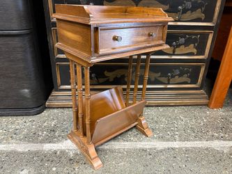 Vintage Wood Telephone Table w/ Magazine Rack