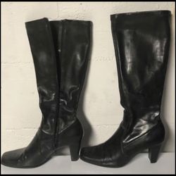 Croft & barrow Lenore Black Faux Leather Knee 3 In High Heel Boots size 10