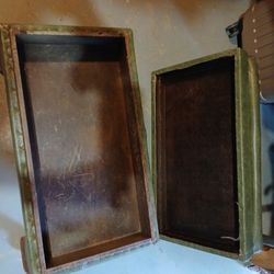 FOOT STOOL, Green, Original Upholstery, Queen Anne , Handmade Tufted, HIDDEN STORAGE