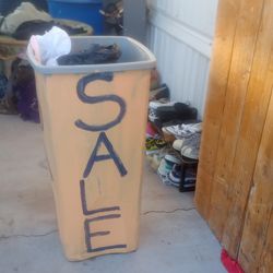 Tall Beige Plastic Storage Container