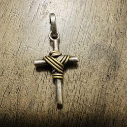 925 Silver With COPPER CROSS CHARM PERFECT CONDITION 