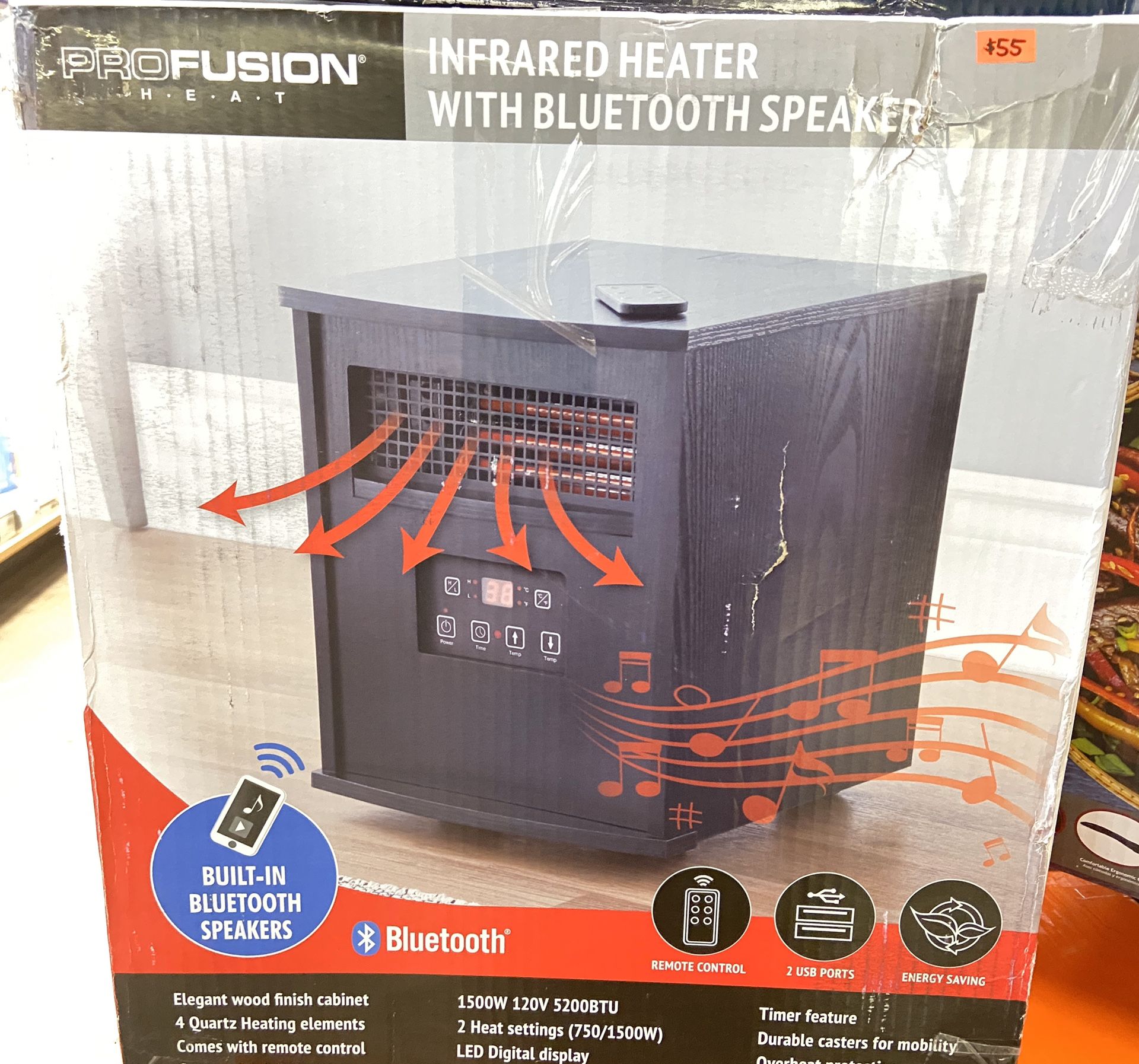 ProFusion 1500w Infrared Heater With Bluetooth Speaker