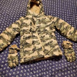 Girls Winter/ Snow Jacket And Gloves