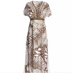 BOSTON PROPER PALM CAFTAN