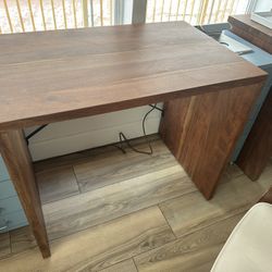 Four CB2 Solid Wood Console Desks 