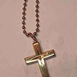 Stainless Steel Gold Look Men's Cross