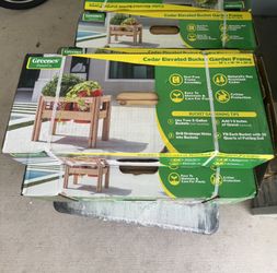 28 in. x 16 in. x 20 in. 2 Bucket Elevated Unfinished Wood Cedar Garden Frame Raised Beds