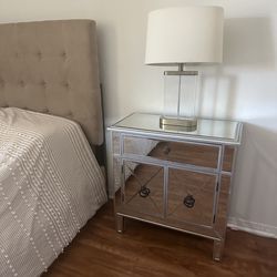 Mirrored Nightstand Cabinet