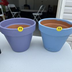 Painted Clay Flower Pots