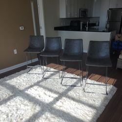 4 Bar Stools..grey Faux Suede, Seat Height 25"...excellent Condition..1 Year Old...