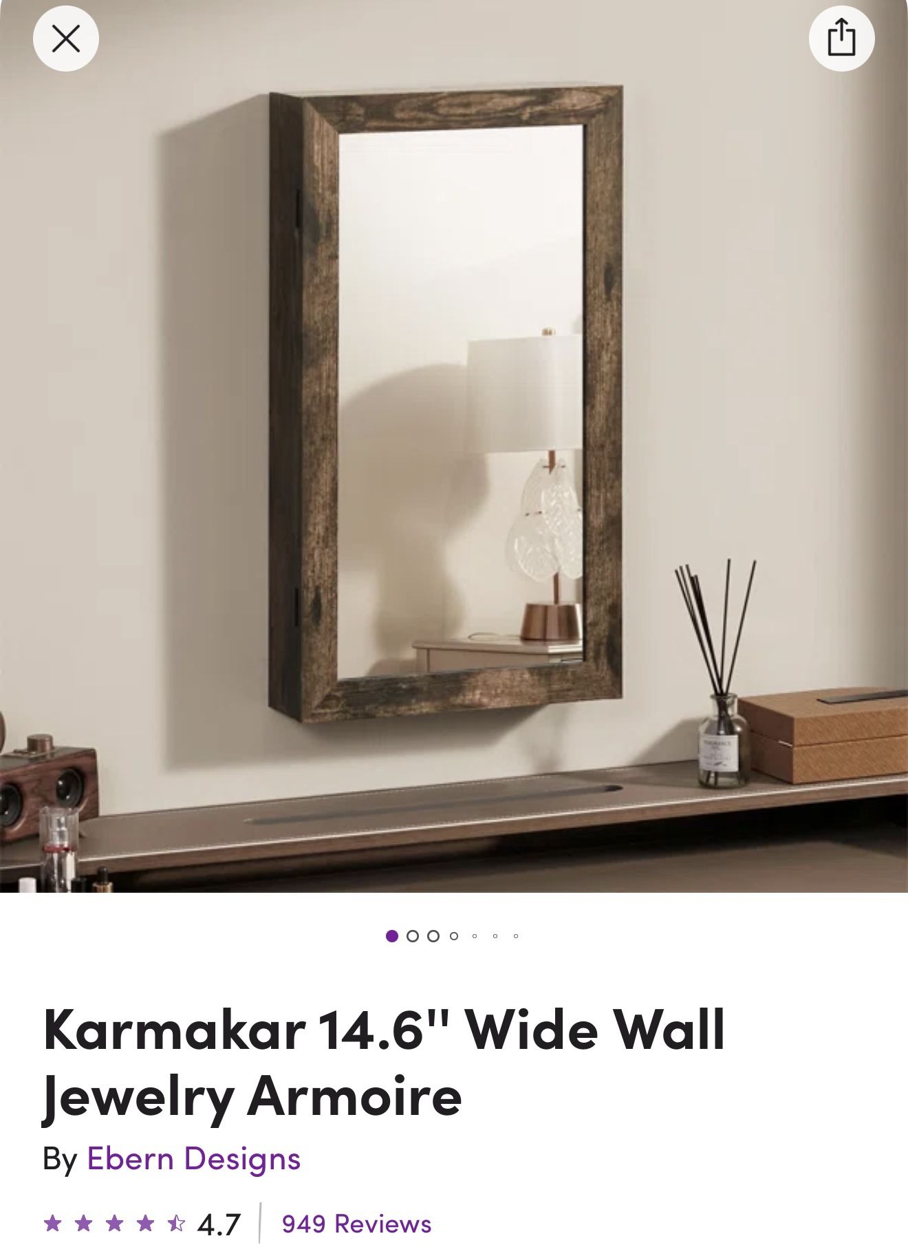 Karmakar 14.6" Wide Wall Jewelry Armoire
