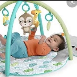 Baby activity gym with 5 toys, 3 ways to play.
