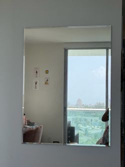 30’’x40’’ frameless wall mirror with beveled edge