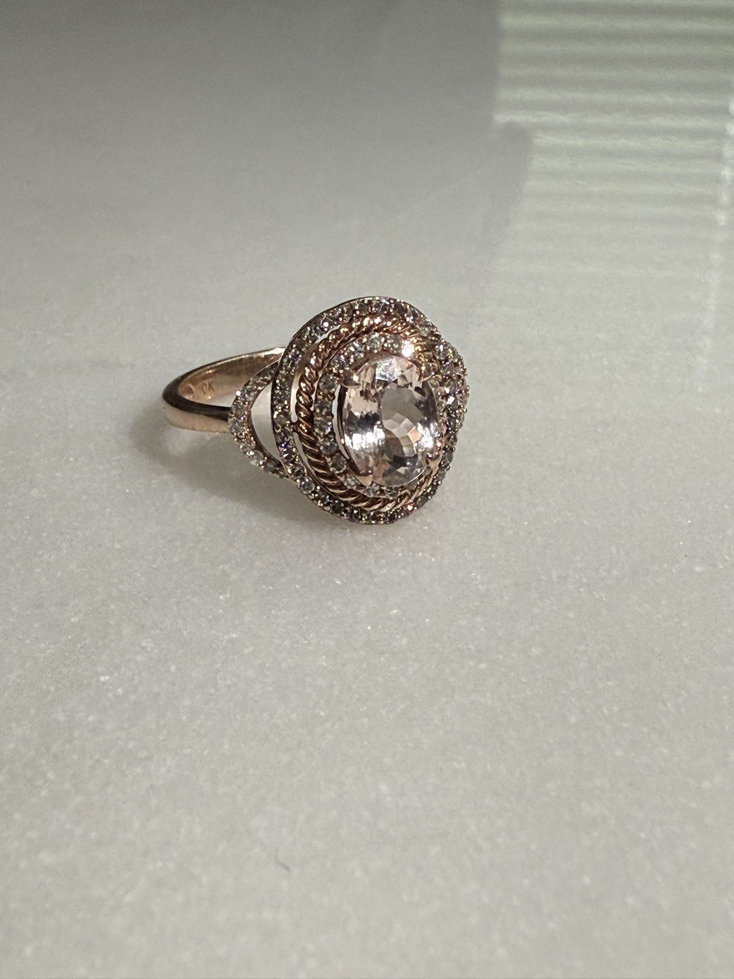 Morganite and Diamond Ring—size 8