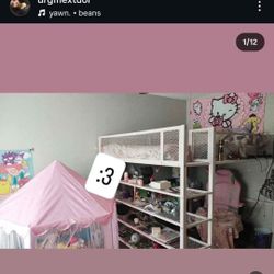 Pastel Pink Metal Bunk Bed