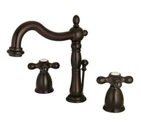 Rubbed oil bronze lavatory faucet.