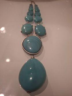 Turquoise Statement Bead Drop Necklace