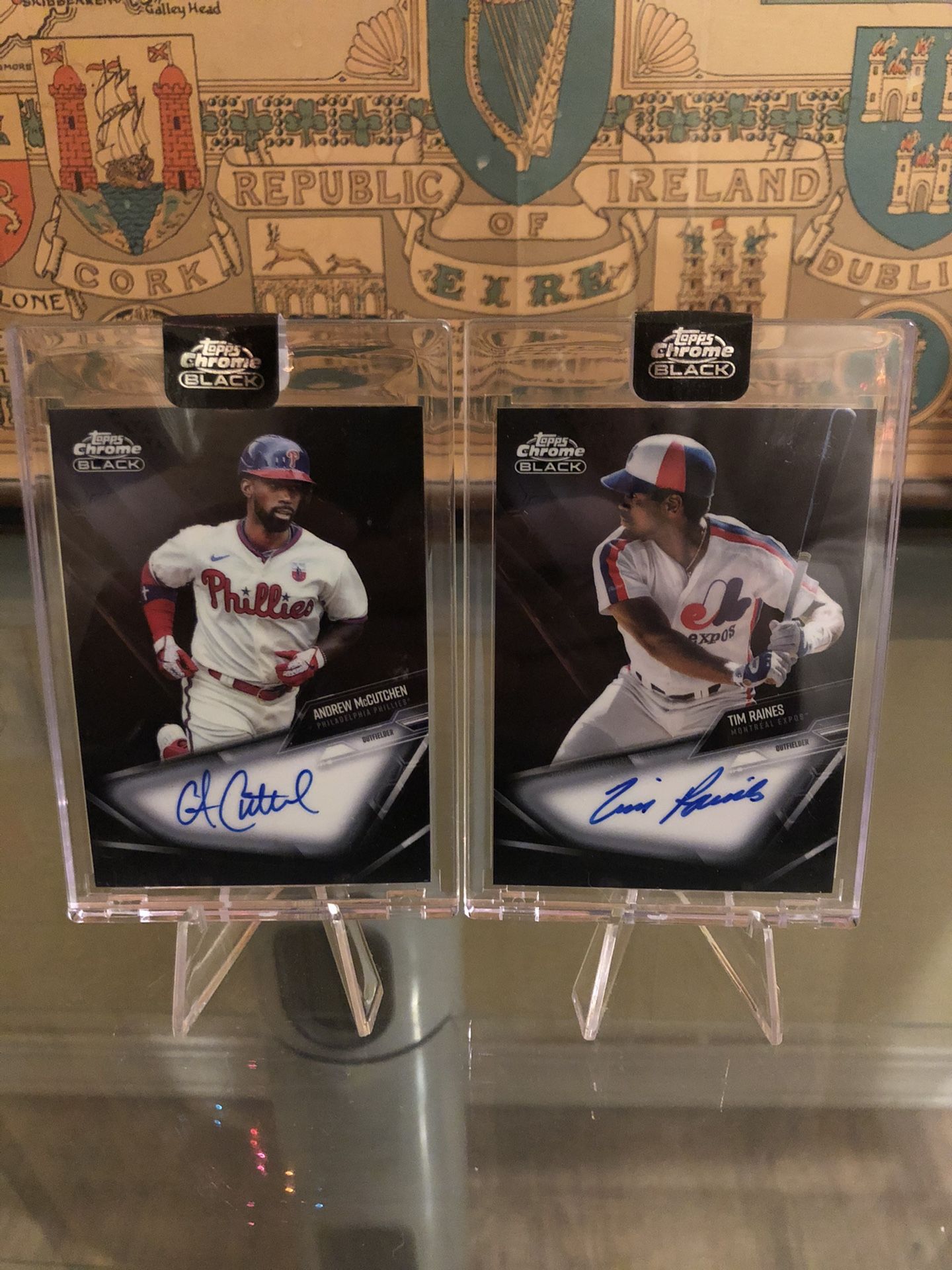 MLB baseball Cards Auto Andrew Mccutchen And Tim Raines Topps Chrome Black