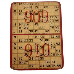 Vintage 1930s Keno Game Gambling Board by Duckert Printing 909 910 Red Back
