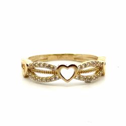 Woman’s Ladies 10k Yellow Gold CZ Cubic Zirconia Heart Band Ring Size 7.5 GP3136431