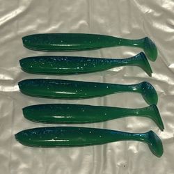 Blue/Green-Glitter Paddle Tail Swimbait