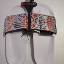 New And1 Crossover Slides White Blue Orange Size: Men's 11