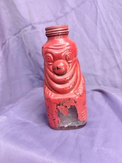 Vintage Red Clown Figural Glass Bottle