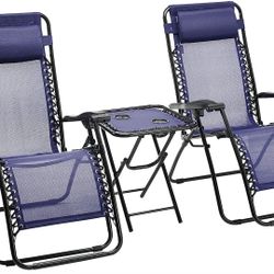 Amazon Basics Adjustable Zero Gravity Folding Reclining Lounge Chairs with Side table