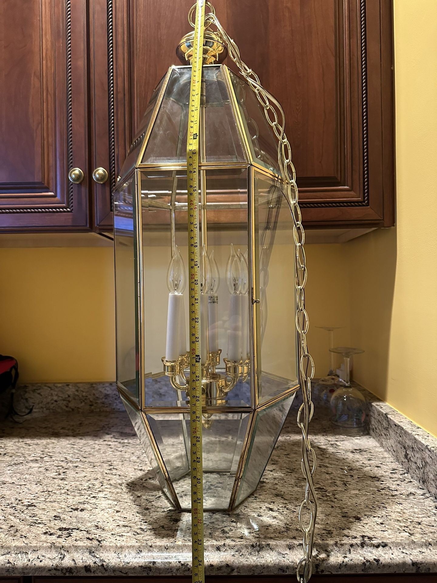 Hexagonal Brass with Beveled Glass & 6Light