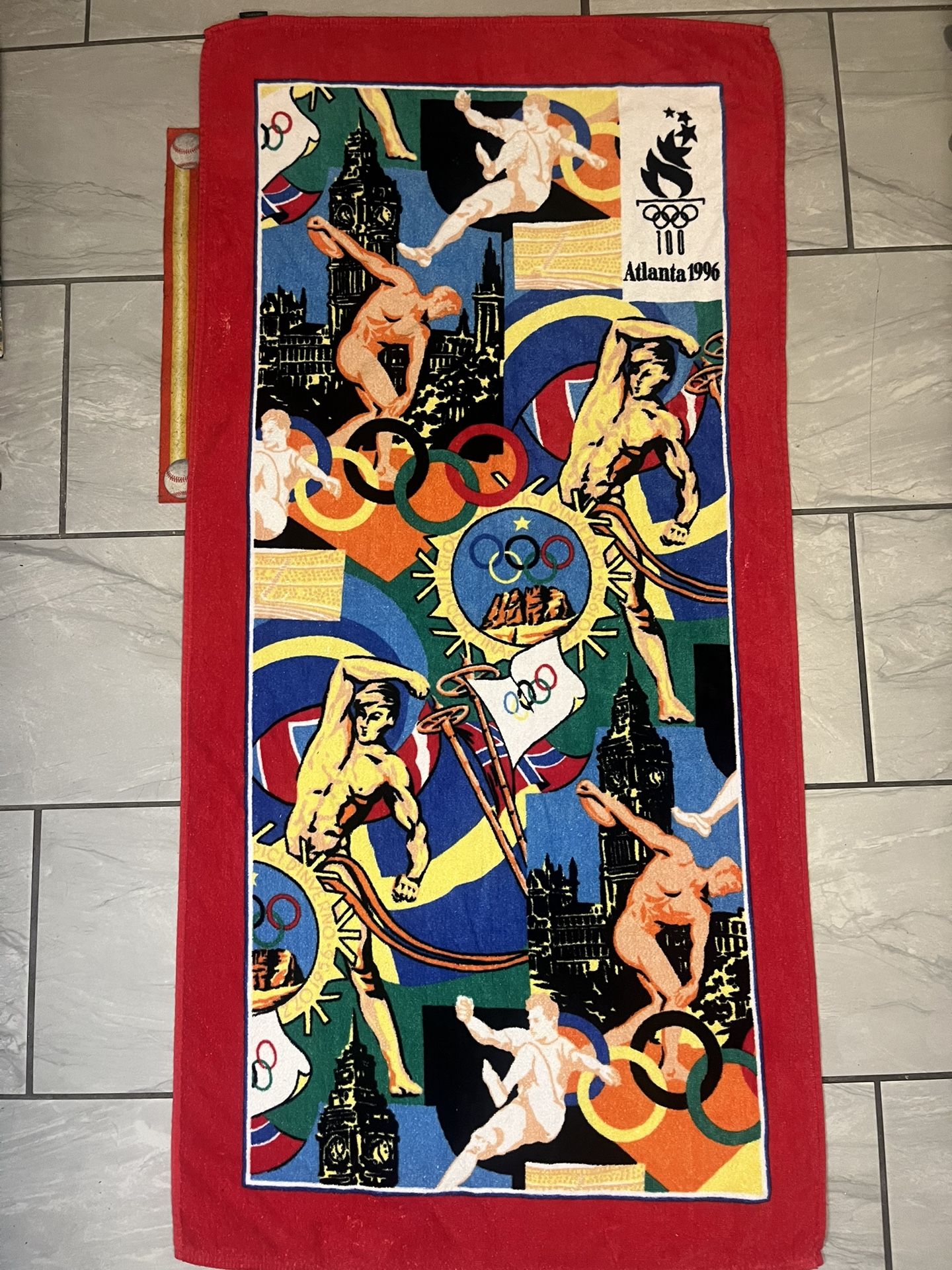 Vtg 1996 Authentic Olympic Games Atlanta 1996 Centennial Sports Beach Towel New