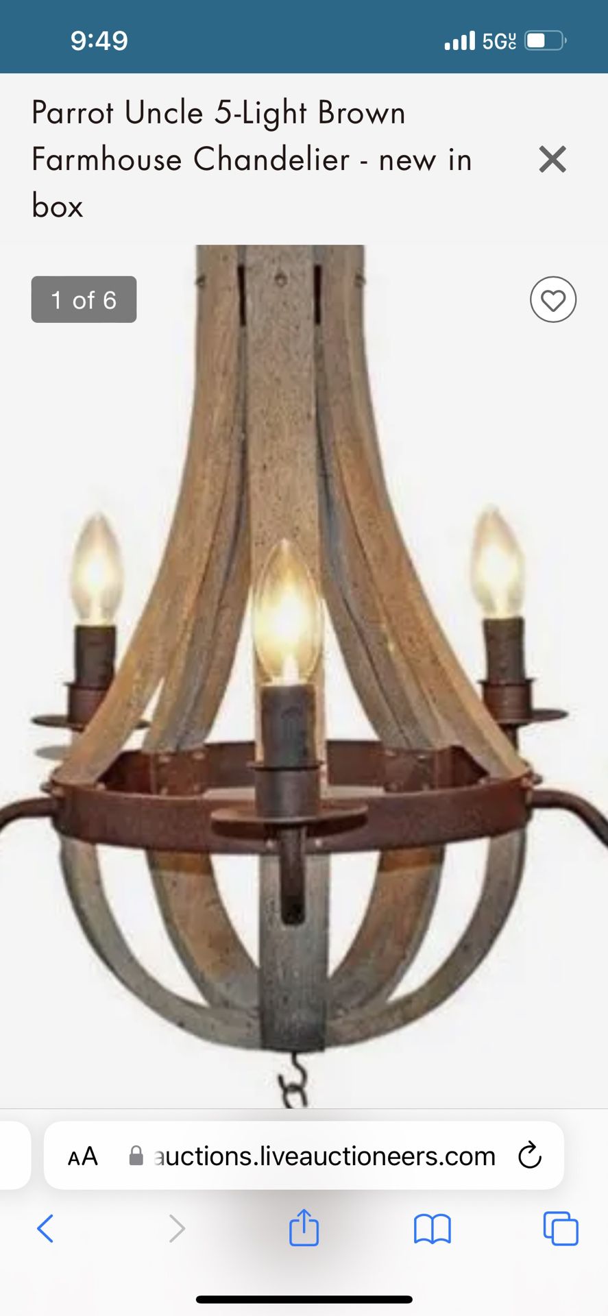 Parrot Uncle Christman 5-Light Wood Candle Style Empire Chandelier