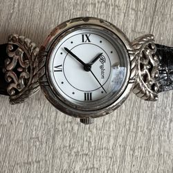 Brighton "Somerset" Ladies Watch - NEW BATTERY - Reversible Red & Black Leather Bands